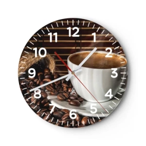 Orologio da parete - Orologio in Vetro - Nero del carbone, trasparenza dell'ambra - 40x40 cm