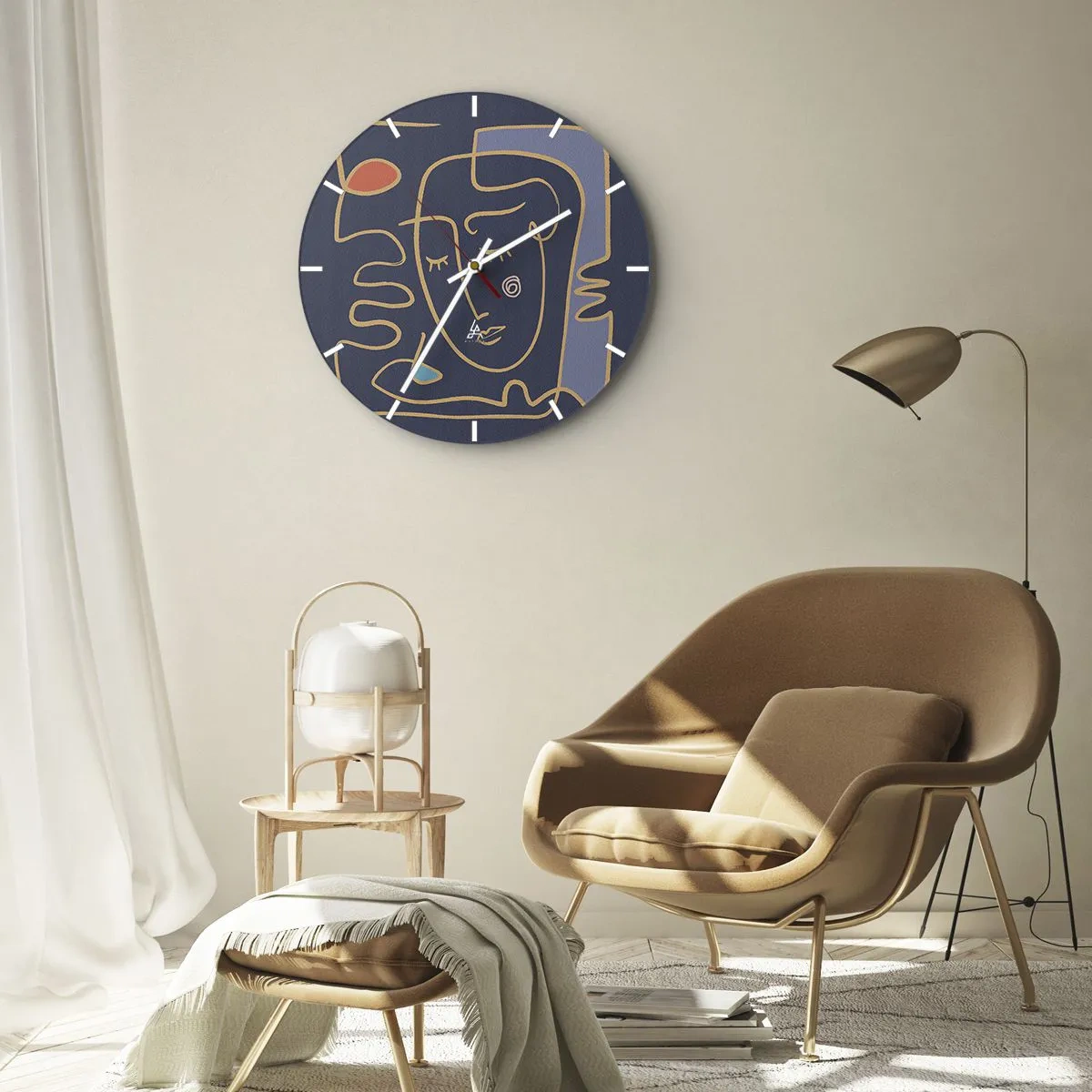Orologio da parete - Orologio in Vetro - Pensierosa - 40x40 cm