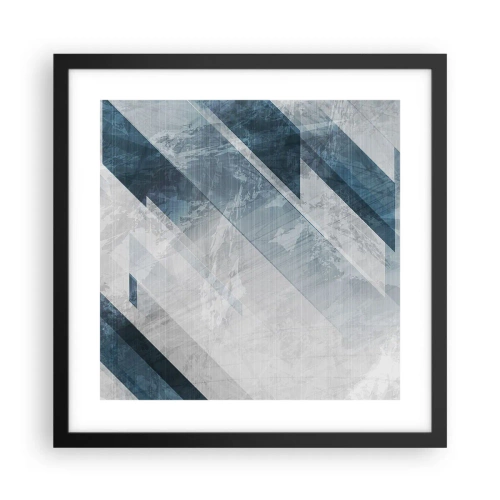 Poster in cornice nera - Composizione spaziale: movimento in grigio - 40x40 cm