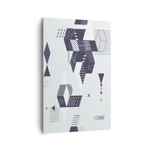 Quadro su tela - Stampe su Tela - Grafica geometrica moderna nei toni del bianco e del blu navy - 80x120cm - La matematica nell'anima - Decorazione murale moderna per soggiorno e camera da letto ARTTOR