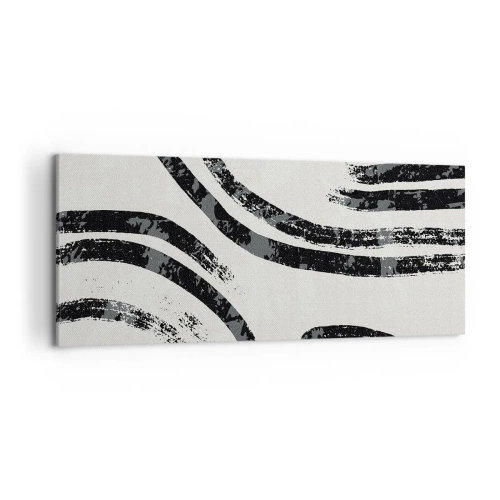 Quadro su tela - Stampe su Tela - Linee astratte in bianco e nero su uno sfondo chiaro - 120x50cm - Interrotto a metà - Decorazione murale moderna per soggiorno e camera da letto ARTTOR