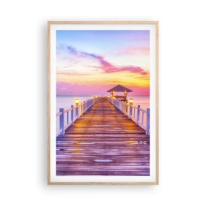 Poster in cornice rovere chiaro - Silenzio della sera in lilla e oro - 61x91 cm