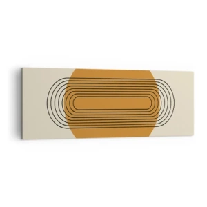 Quadro su tela - Stampe su Tela - Motivo geometrico con cerchi e linee arancioni - 140x50cm - Piano perfetto - Decorazione murale moderna per soggiorno e camera da letto ARTTOR