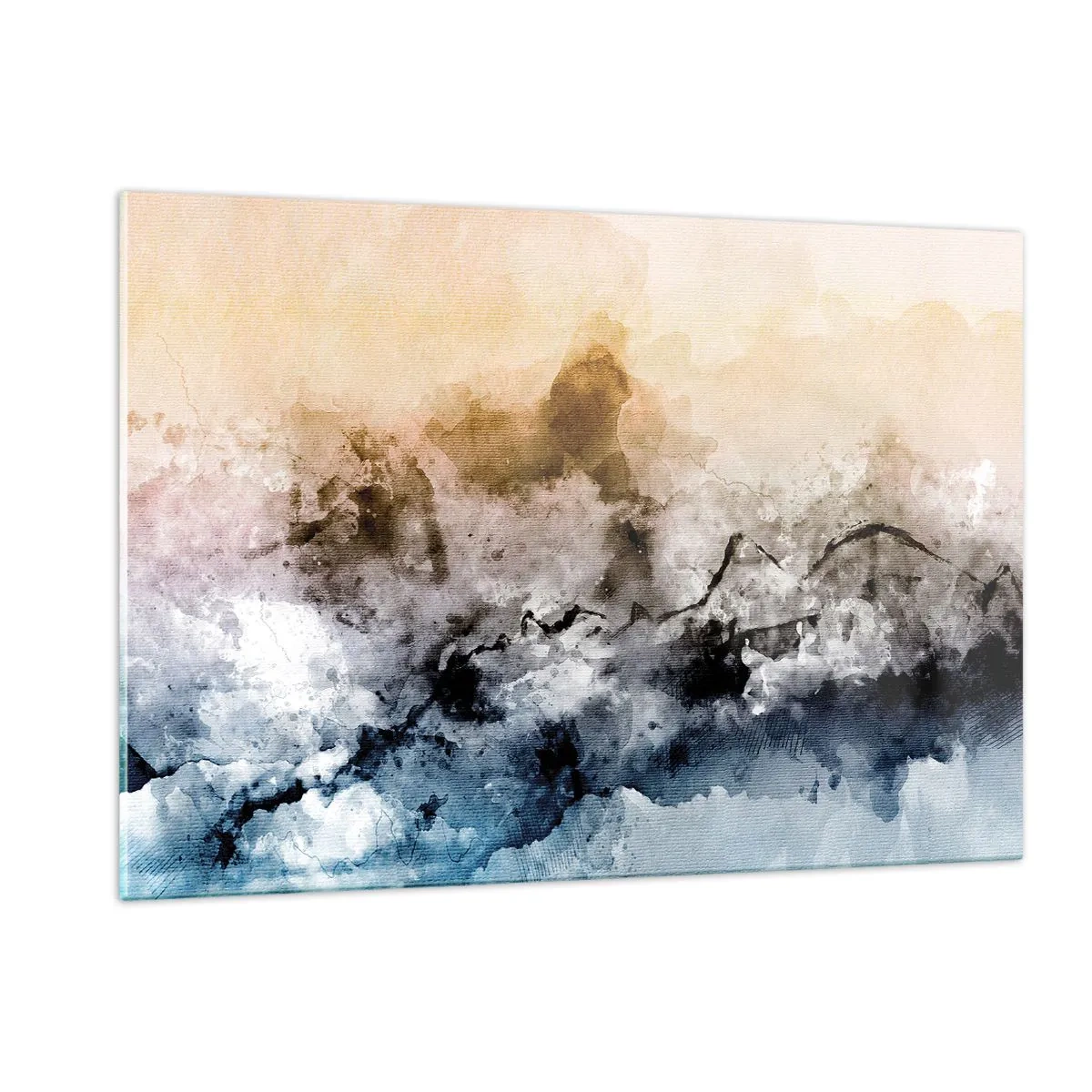 Quadro su vetro - Paesaggio astratto in tonalità pastello con nebbia - 120x80cm - Immersi in una nuvola di nebbia - Decorazione murale moderna per soggiorno e camera da letto ARTTOR
