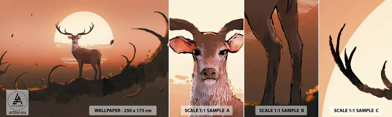 Campione di Fotomurale Adesivo Deluxe Sticker - Questa notte è diversa dalle altre - Astrazione, Cervo, Pezzo - 100x30 cm