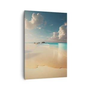 Quadro su tela - Stampe su Tela - Una spiaggia soleggiata con mare azzurro e rocce - 70x100cm - Giornata ideale - Decorazione murale moderna per soggiorno e camera da letto ARTTOR