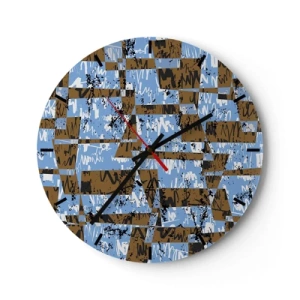 Orologio da parete - Orologio in Vetro - Motivi geometrici nelle tonalità del blu e del marrone - 30x30cm - Carta ritagliata - Decorazione murale moderna per soggiorno, cucina e camera da letto ARTTOR