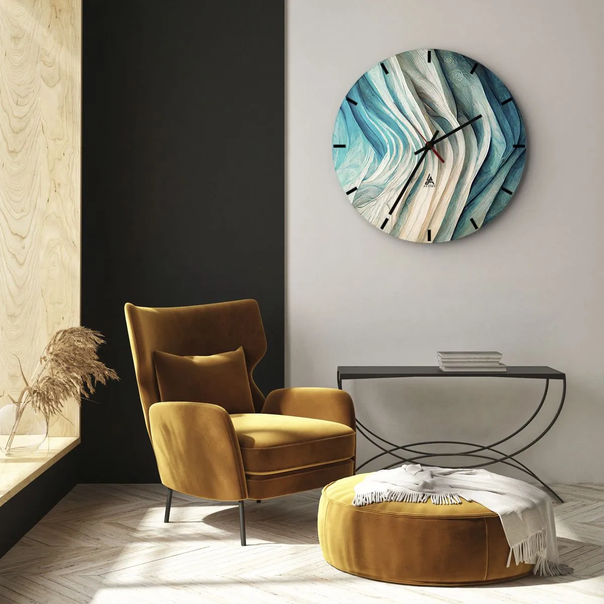 Orologio da parete - Orologio in Vetro - Blu insaziabile - 40x40 cm