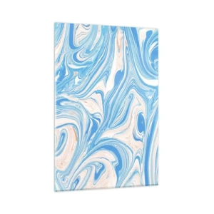 Quadro su vetro - Vortici astratti in stile marmo blu e bianco - 80x120cm - Acquitrino in turchese - Decorazione murale moderna per soggiorno e camera da letto ARTTOR
