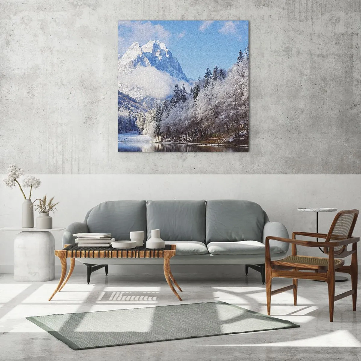 Quadro su vetro - Il custode innevato - 40x40 cm