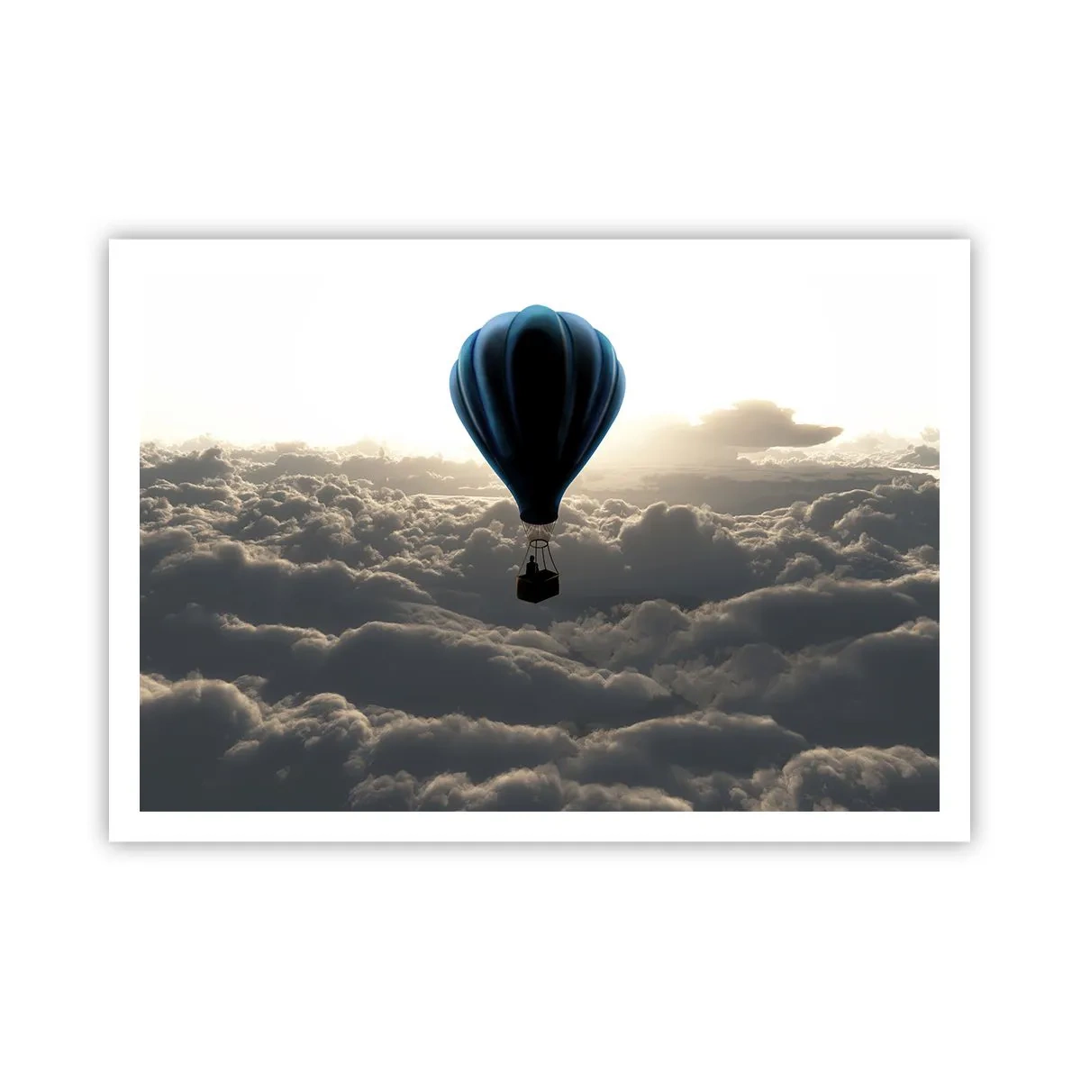 Poster - Una mongolfiera contro un cielo con nuvole al tramonto - 100x70cm - Viaggiatore sopra le nuvole - Decorazione murale moderna per soggiorno e camera da letto ARTTOR