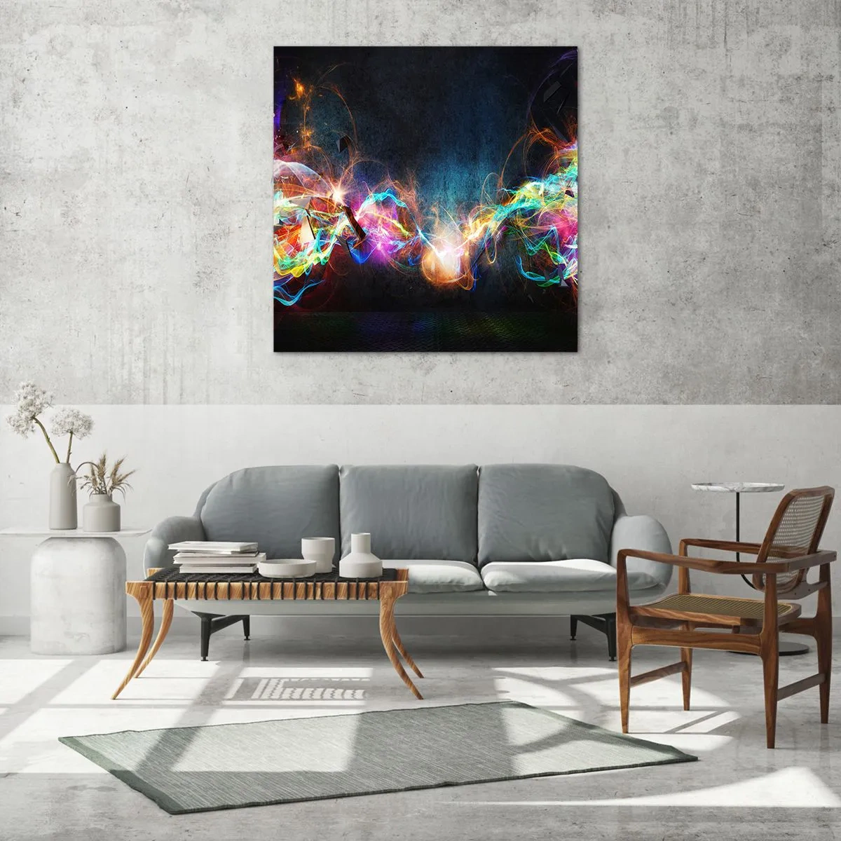 Quadro su vetro - Con gioia contro l'oscurità - 70x70 cm