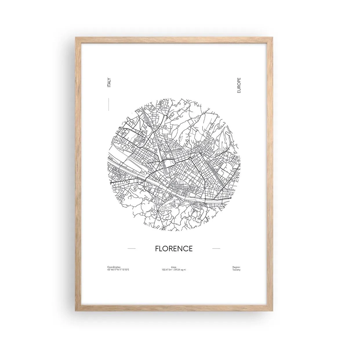 Poster in cornice rovere chiaro - Anatomia di Firenze - 50x70 cm