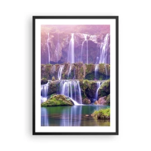 Poster in cornice nera - Una cascata immersa nel verde - 50x70cm - La scala verso il cielo - Decorazione murale moderna per soggiorno e camera da letto ARTTOR