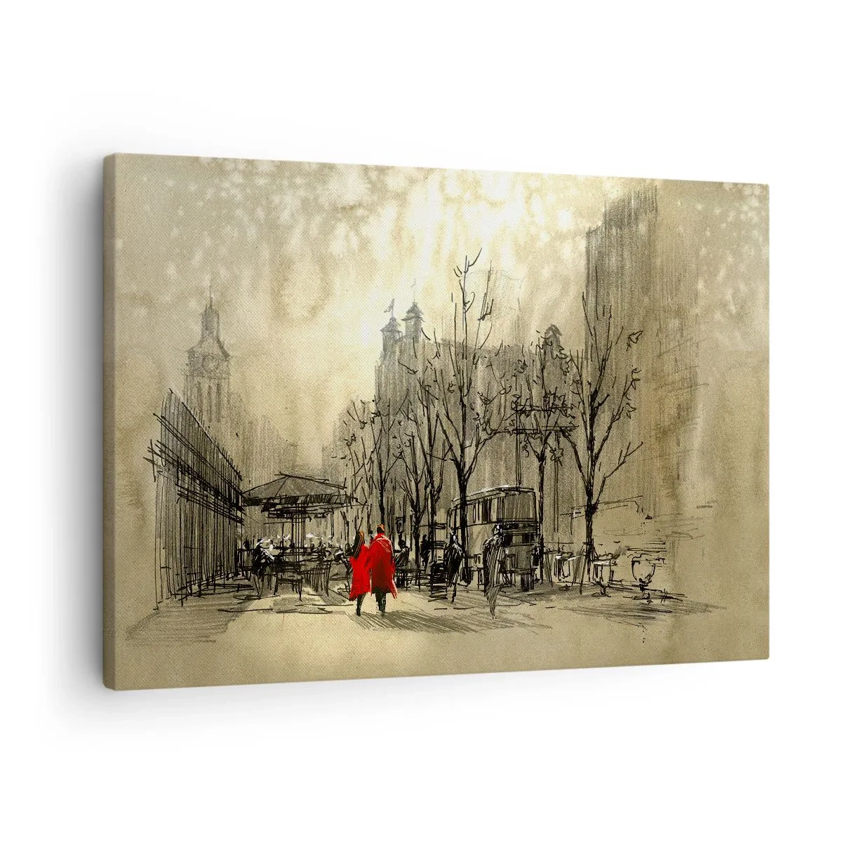 Quadro su tela - Stampe su Tela - Appuntamento nella nebbia di Londra - 70x50 cm