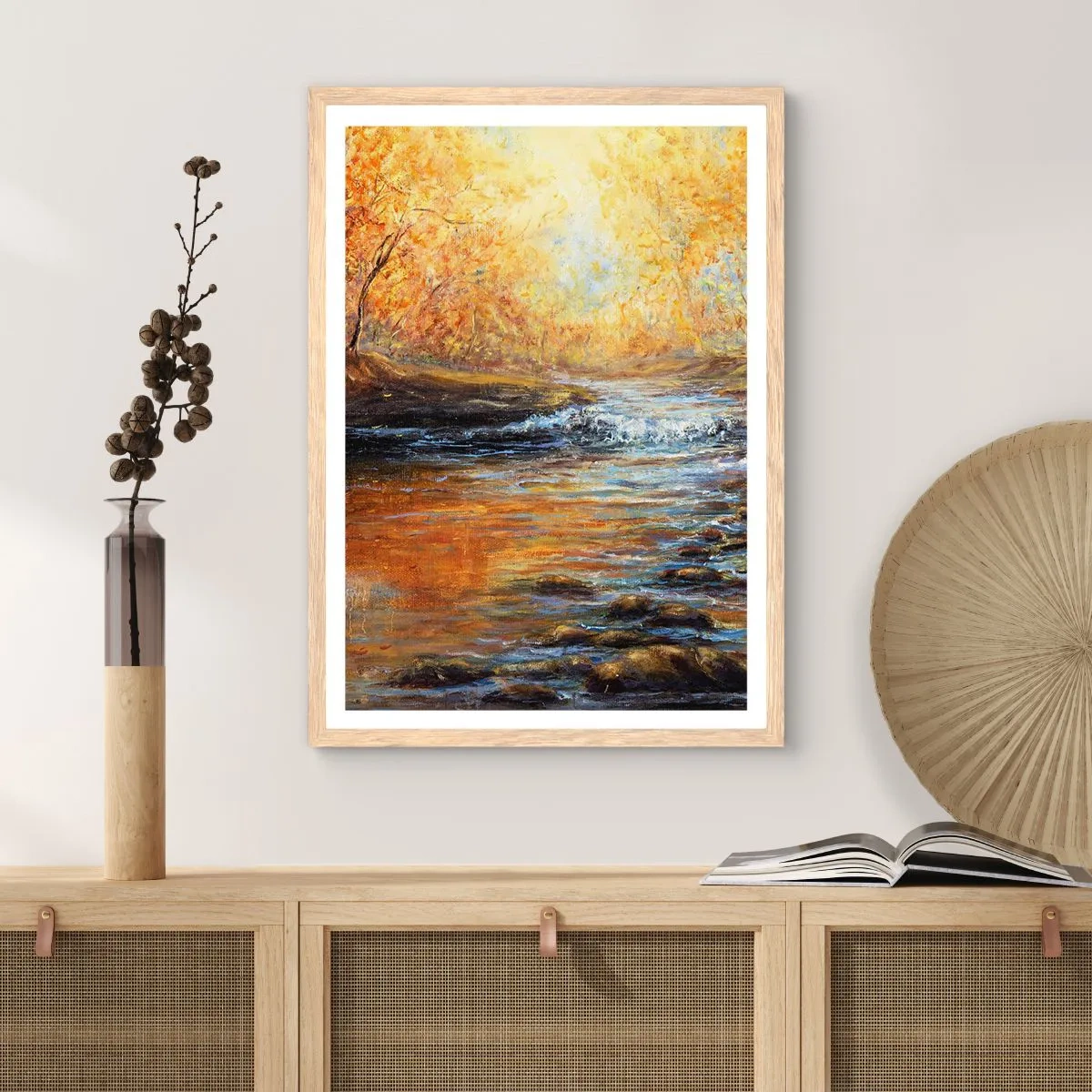 Poster in cornice rovere chiaro - Ruscello d'oro - 70x100 cm