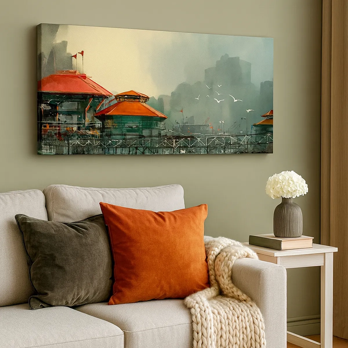 Quadro su tela - Stampe su Tela - Giornata di pioggia al porto - 30x30 cm