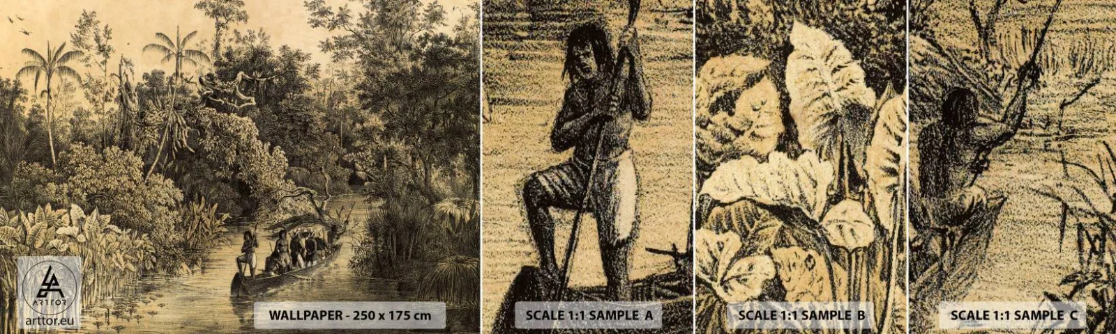 Campione di Fotomurale Adesivo Deluxe Sticker - Viaggio alla fonte - Giungla, Amazzonia, Tropici - 100x30 cm