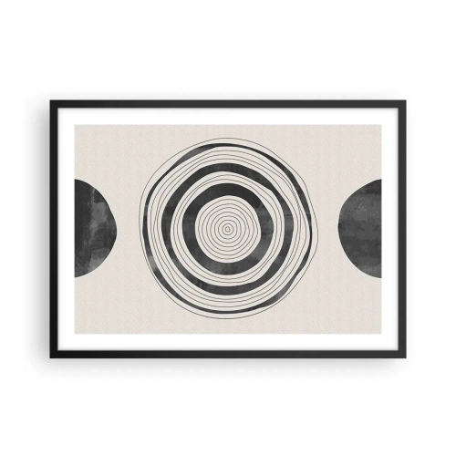 Poster in cornice nera - Cerchi minimalisti in bianco e nero su uno sfondo chiaro - 70x50cm - Conta ciò che sta in mezzo - Decorazione murale moderna per soggiorno e camera da letto ARTTOR