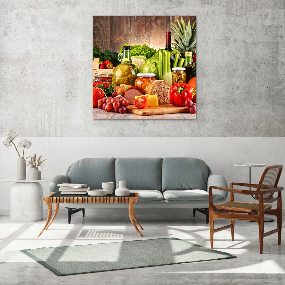 Quadro su vetro - Affumicati, arrostiti, marinati - 60x60 cm