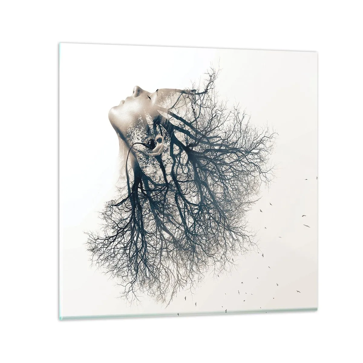 Quadro su vetro - In ascolto del sussurro dell'albero - 40x40 cm