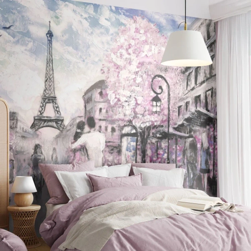 Fotomurali Standard Eco - Se innamorarsi, allora solo a... - Città, Torre Eiffel, Parigi - 400x280 cm