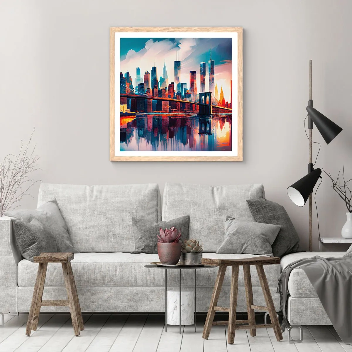 Poster in cornice rovere chiaro - Una New York spettacolare - 50x50 cm