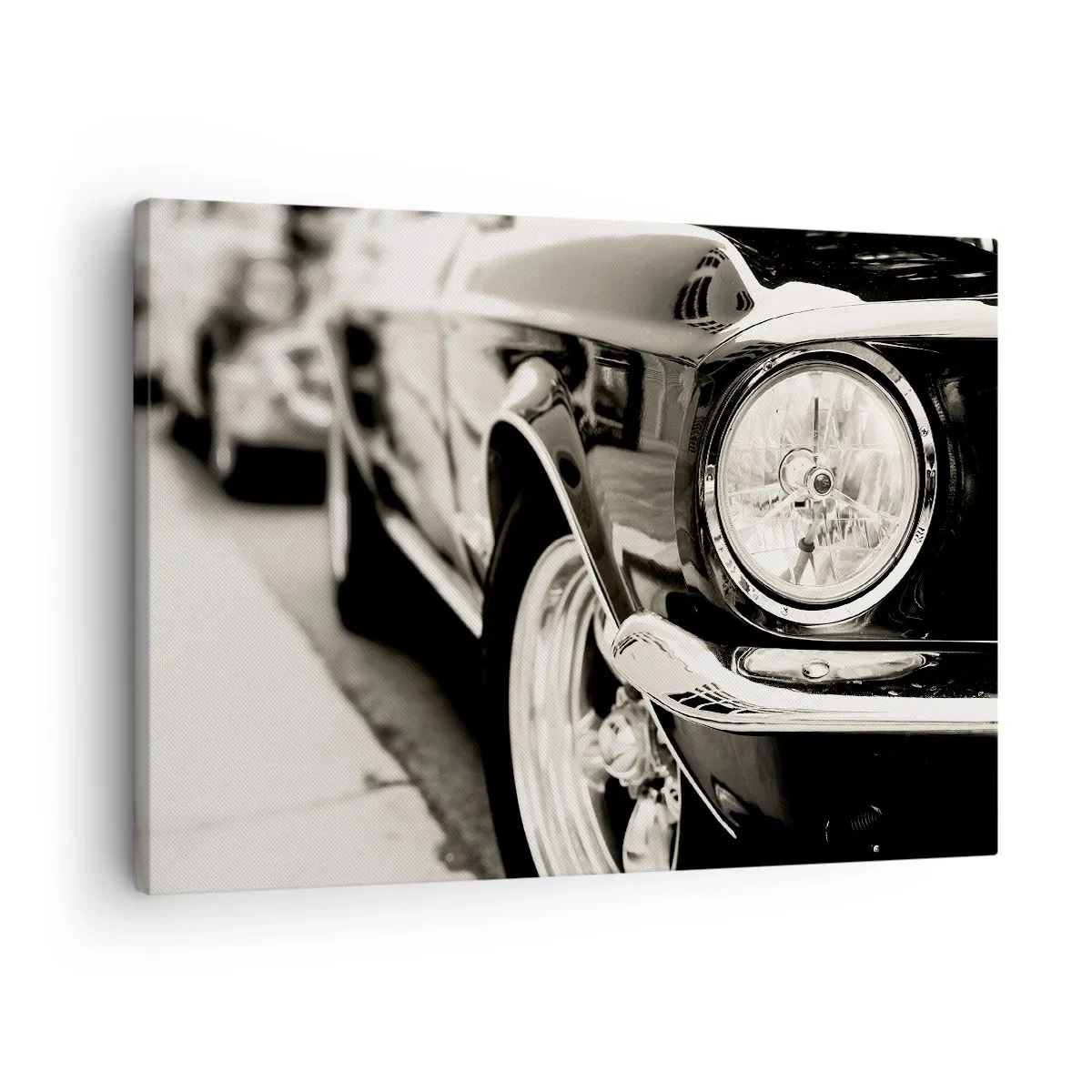 Quadro su tela - Stampe su Tela - Un'iconica auto d'epoca in elegante bianco e nero - 70x50cm - Bellezza intramontabile - Decorazione murale moderna per soggiorno e camera da letto ARTTOR