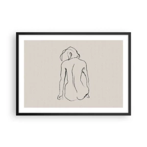 Poster in cornice nera - Uno schizzo sottile della silhouette di una ragazza vista da dietro - 70x50cm - Nudo di ragazza - Decorazione murale moderna per soggiorno e camera da letto ARTTOR