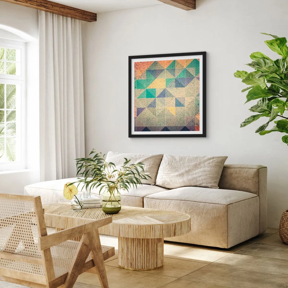 Poster in cornice nera - La repubblica dei triangoli - 40x40 cm