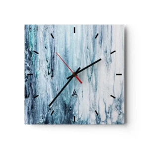 Orologio da parete - Orologio in Vetro - Striature astratte blu e bianche che ricordano i ghiaccioli - 30x30cm - Ghiaccio blu - Decorazione murale moderna per soggiorno e camera da letto ARTTOR