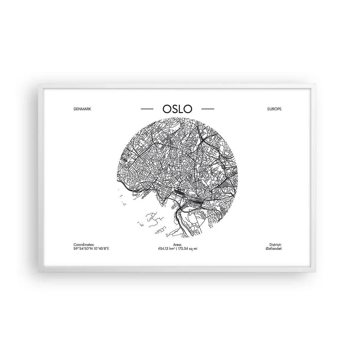 Poster in cornice bianca - Anatomia di Oslo - 91x61 cm