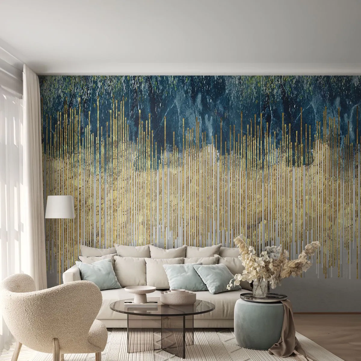 Fotomurali Standard Eco - Confine dorato - Pezzo, Art Deco, Contemporaneo - 200x140 cm