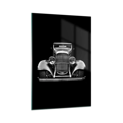 Quadro su vetro - Un'auto d'epoca in bianco e nero - 70x100cm - Una vera fuoriclasse - Decorazione murale moderna per soggiorno e camera da letto ARTTOR