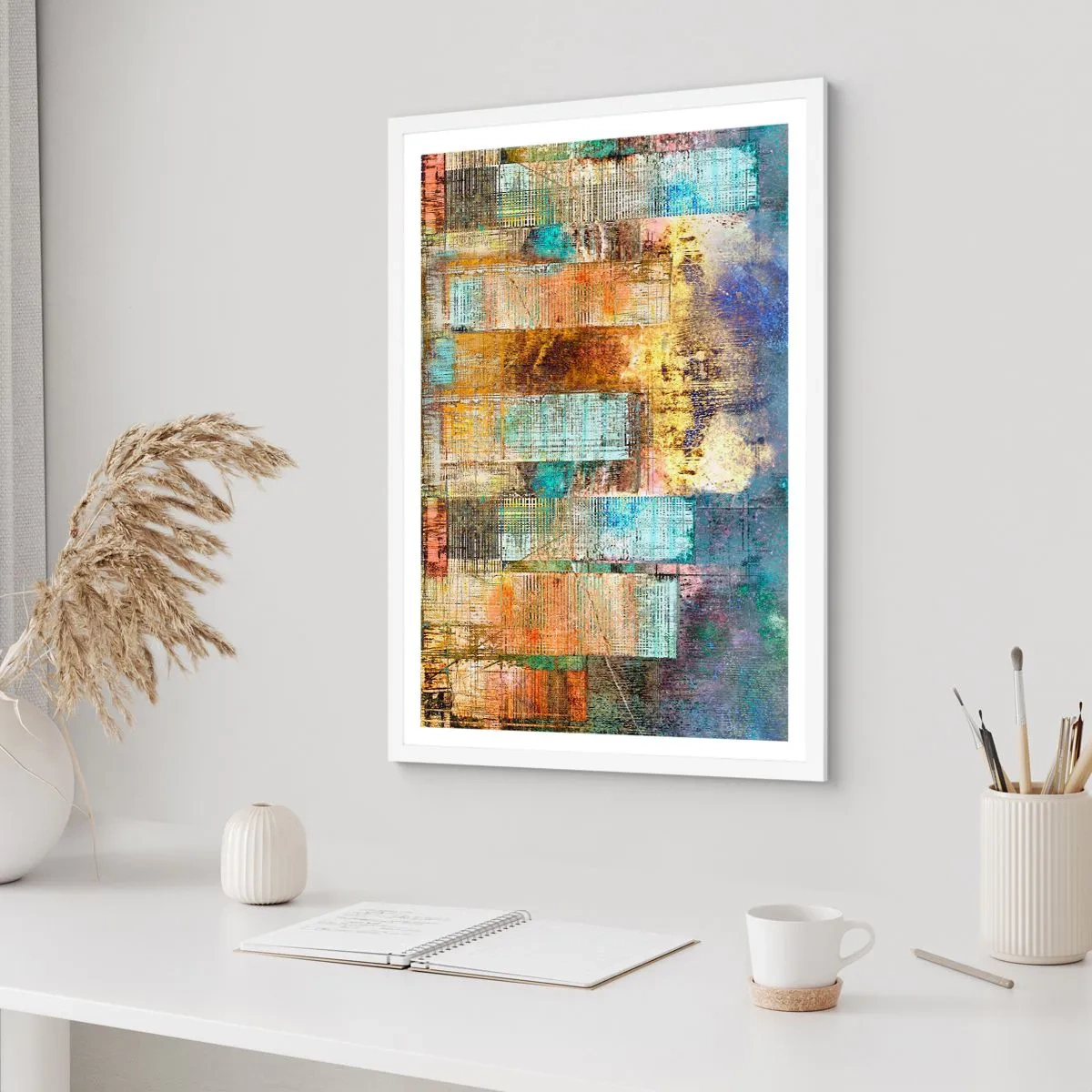 Poster in cornice bianca - Metropoli nel sole - 30x40 cm