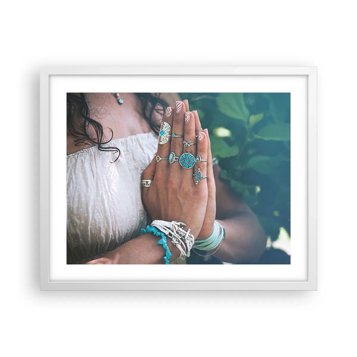 Poster in cornice bianca - Benvenuto al centro dell'essere - 50x40 cm