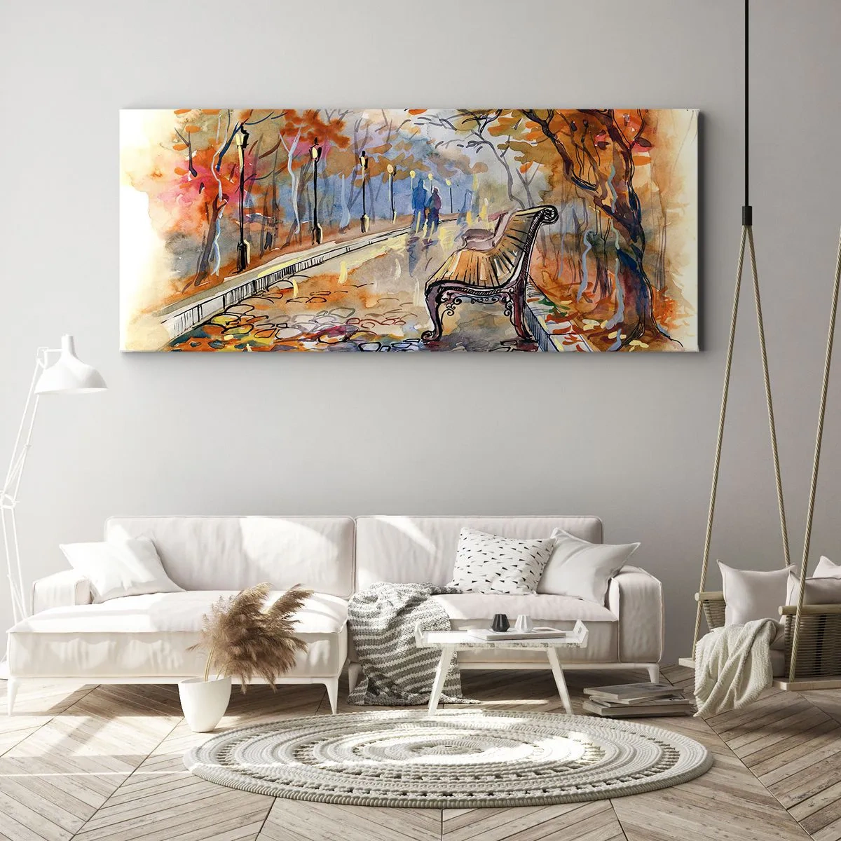 Quadro su tela - Stampe su Tela - Passeggiando insieme l'autunno - 100x40 cm