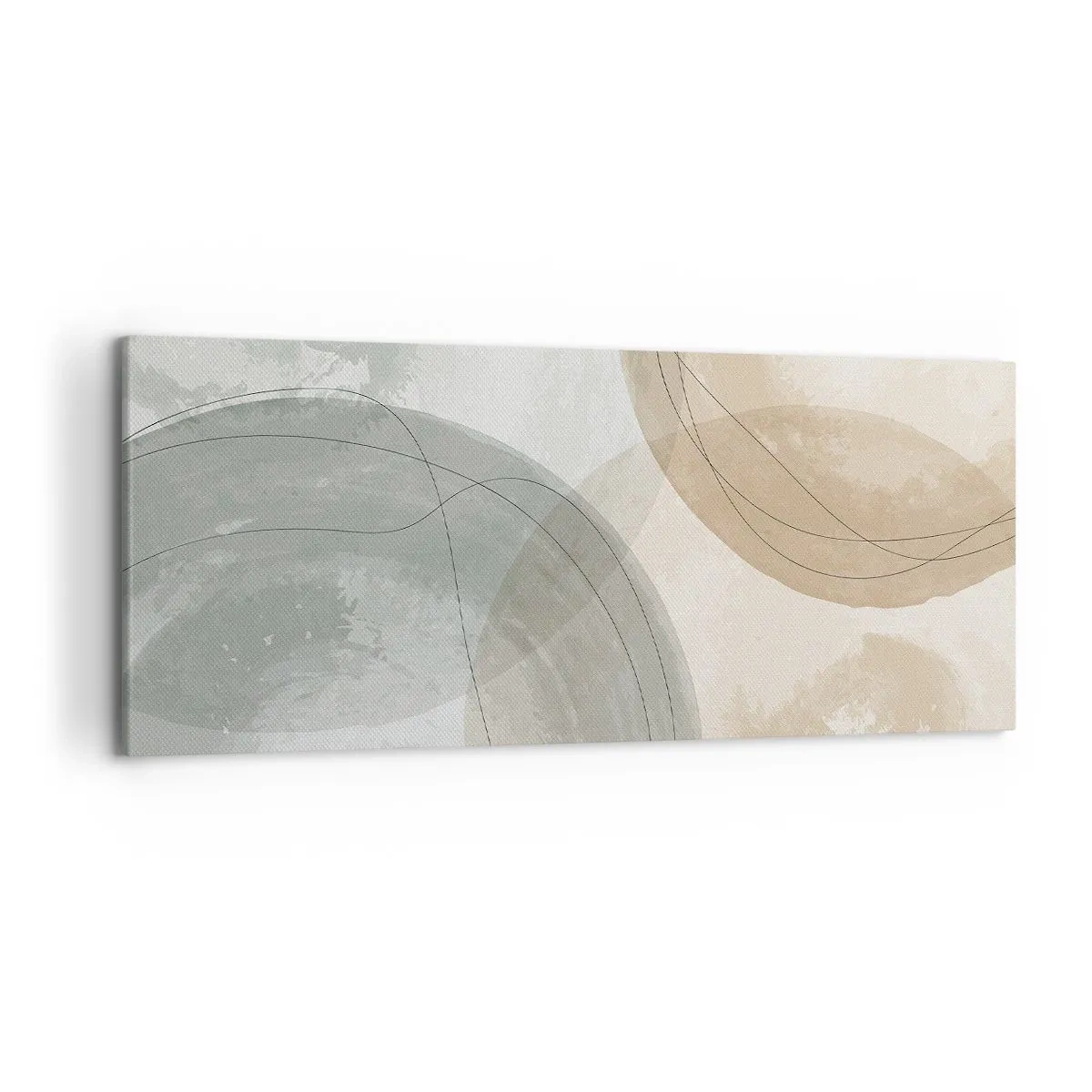 Quadro su tela - Stampe su Tela - Composizione astratta in colori pastello con linee - 120x50cm - Compenetrazione di mondi - Decorazione murale moderna per soggiorno e camera da letto ARTTOR