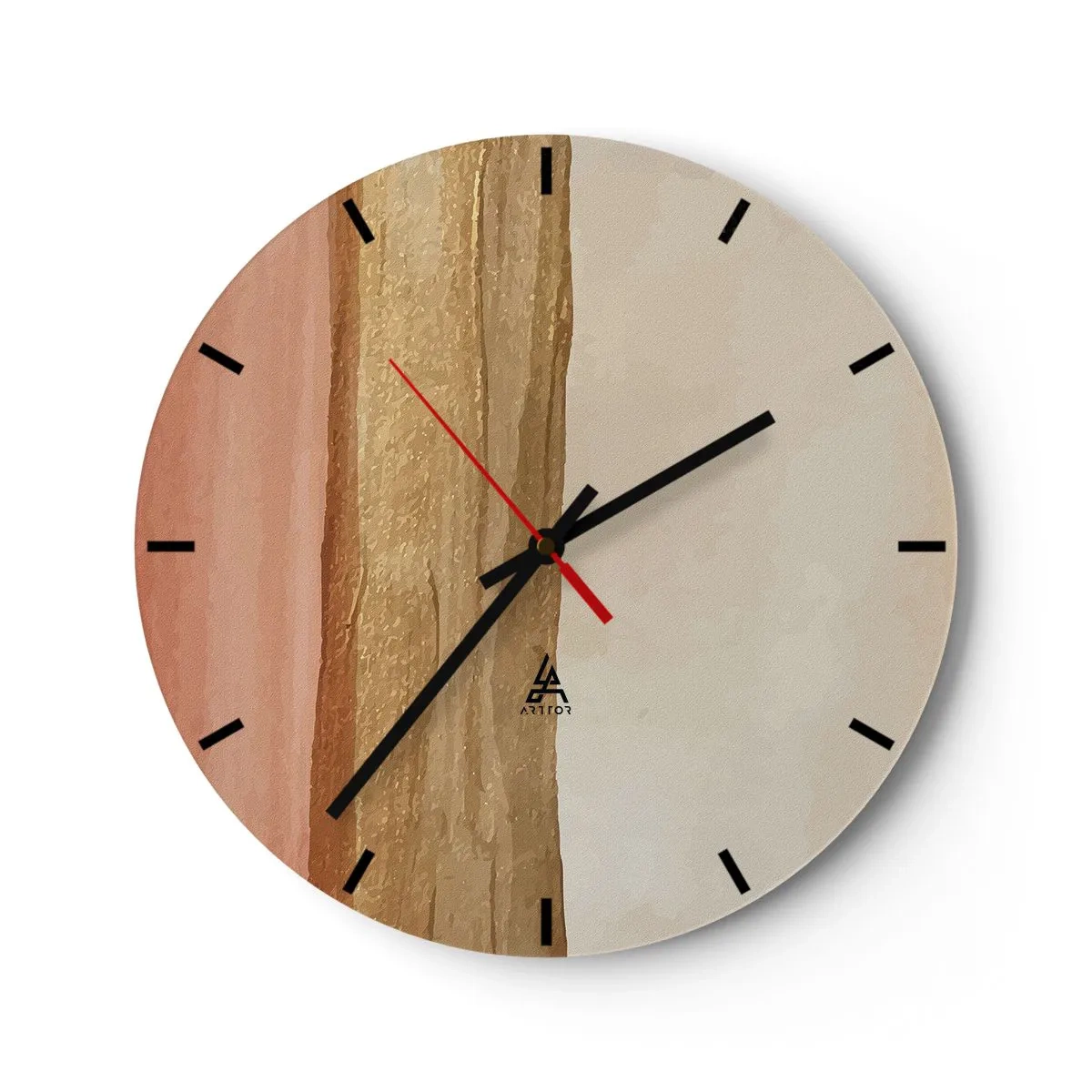Orologio da parete - Orologio in Vetro - Righe verticali nei toni del beige, del legno e della terracotta - 30x30cm - Composizione verticale - Decorazione murale moderna per soggiorno, cucina e camera da letto ARTTOR