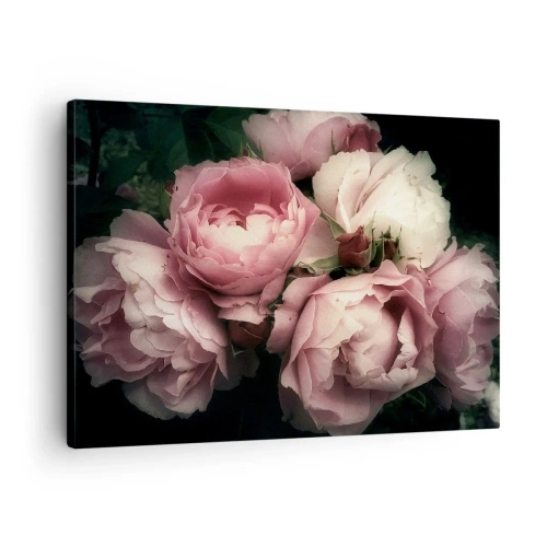 Quadro su tela - Stampe su Tela - Un bouquet di rose nelle delicate tonalità del rosa e del bianco - 70x50cm - Il fascino della Belle Époque - Decorazione murale moderna per soggiorno e camera da letto ARTTOR