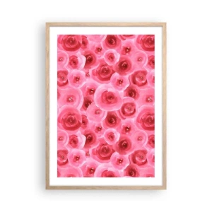 Poster in cornice rovere chiaro - Rose in alto e in basso - 50x70 cm