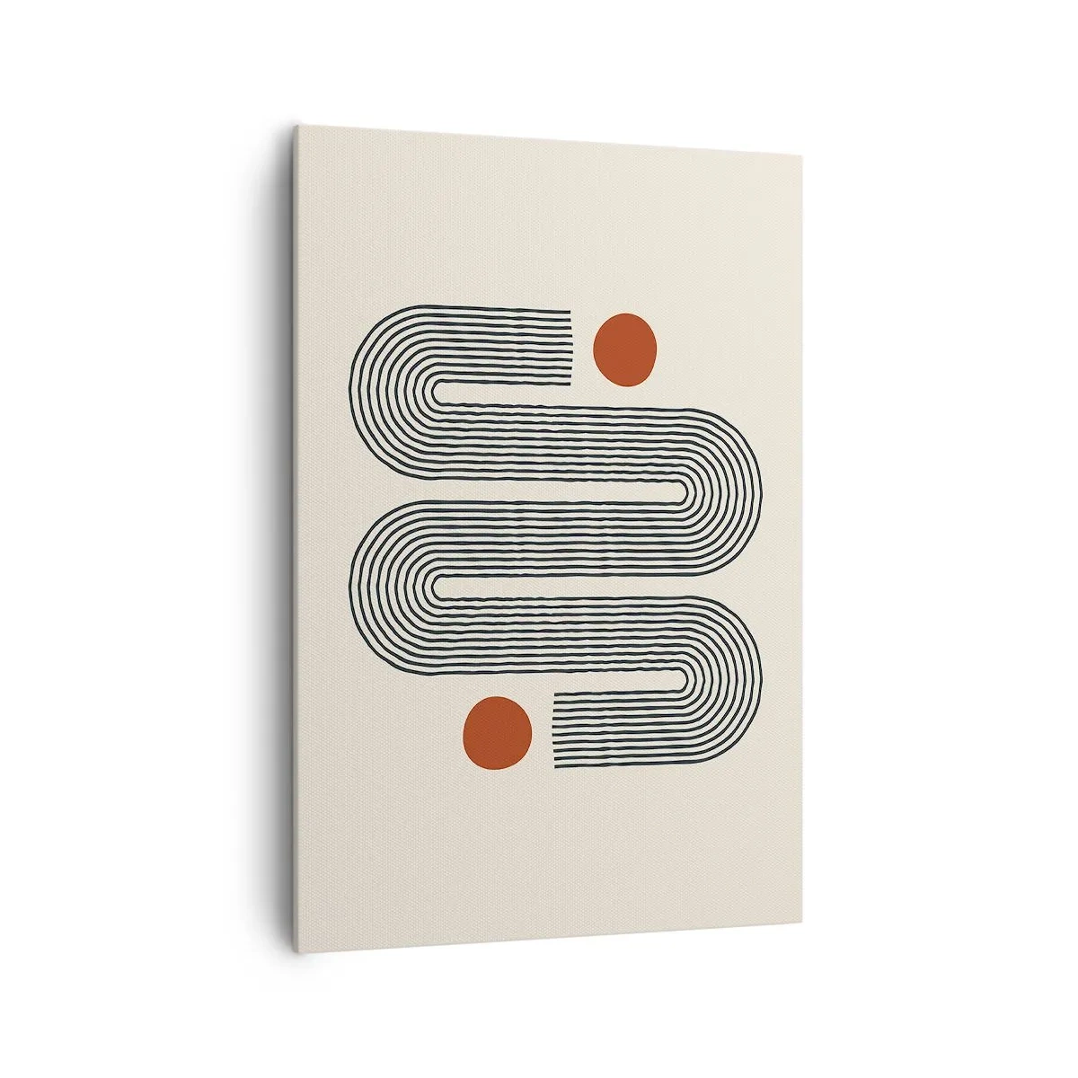 Quadro su tela - Stampe su Tela - Motivo geometrico con linee e cerchi arancioni - 70x100cm - Dall'inizio alla fine - Decorazione murale moderna per soggiorno e camera da letto ARTTOR