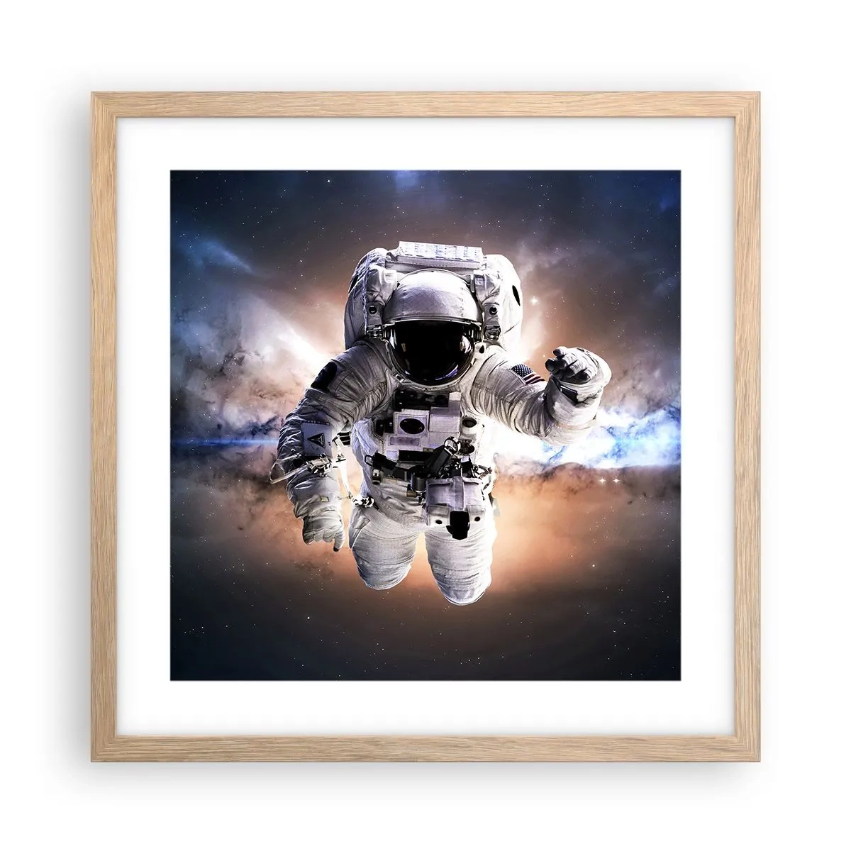 Poster in cornice rovere chiaro - Saluti dal cosmo - 40x40 cm