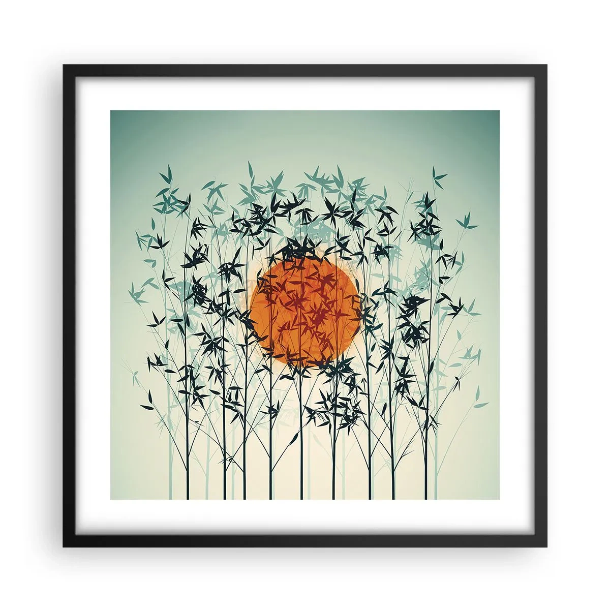 Poster in cornice nera - Sole giapponese - 50x50 cm