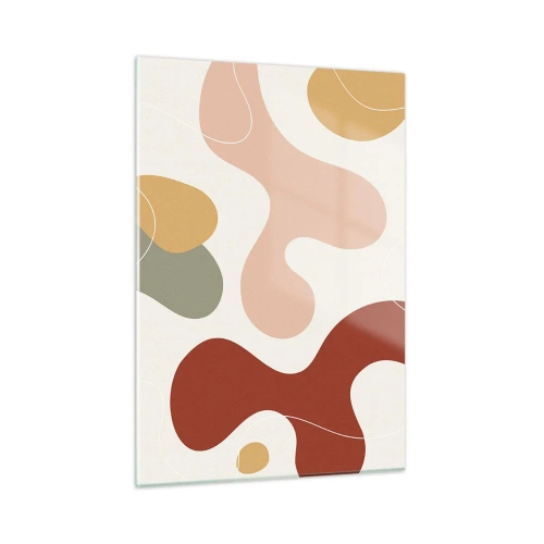 Quadro su vetro - Composizione astratta di forme organiche - 50x70cm - Ghirigori - Decorazione murale moderna per soggiorno e camera da letto ARTTOR