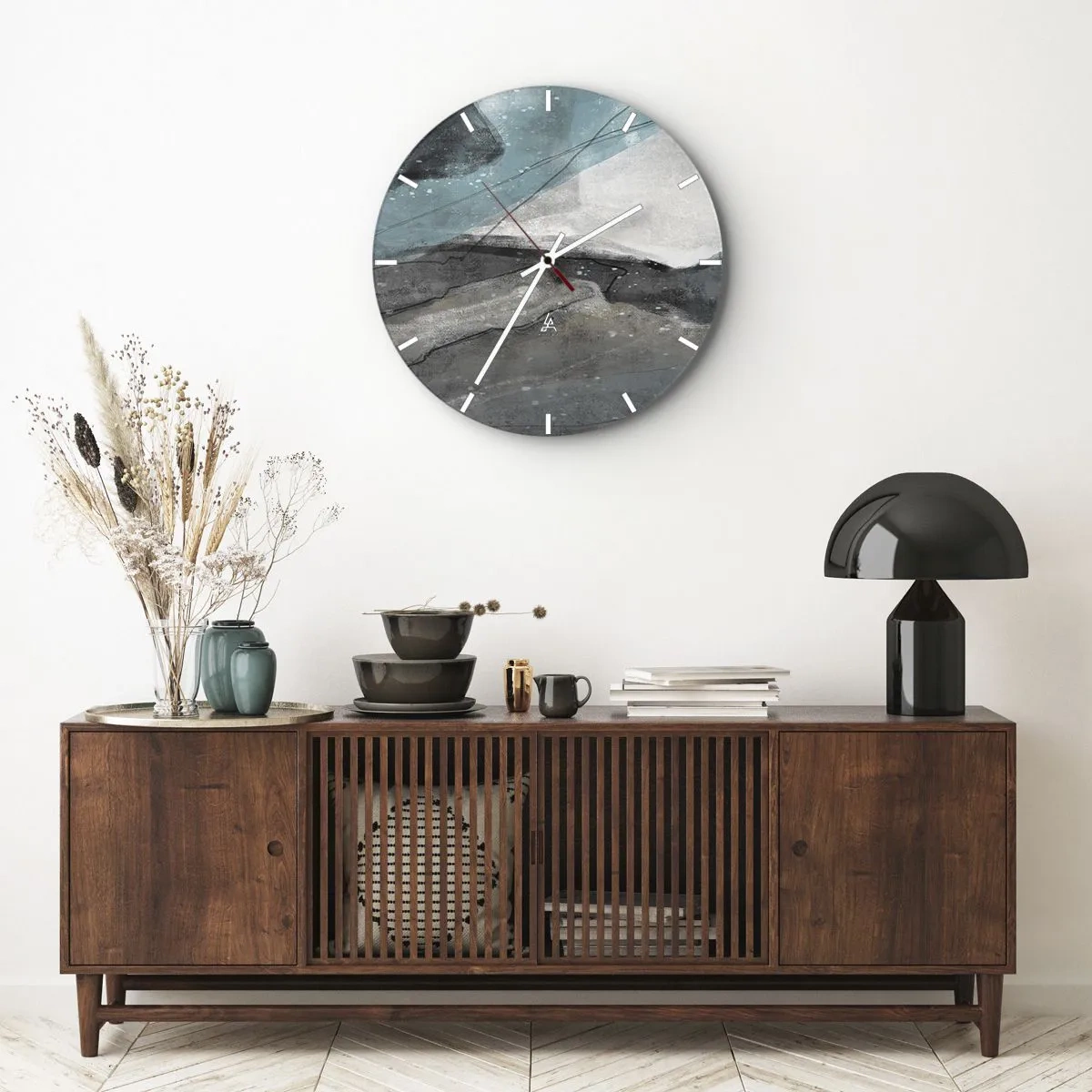 Orologio da parete - Orologio in Vetro - Astrazione: rocce e ghiaccio - 40x40 cm