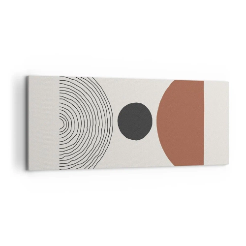 Quadro su tela - Stampe su Tela - Figure geometriche astratte in colori caldi - 120x50cm - Al centro dell'attenzione - Decorazione murale moderna per soggiorno e camera da letto ARTTOR