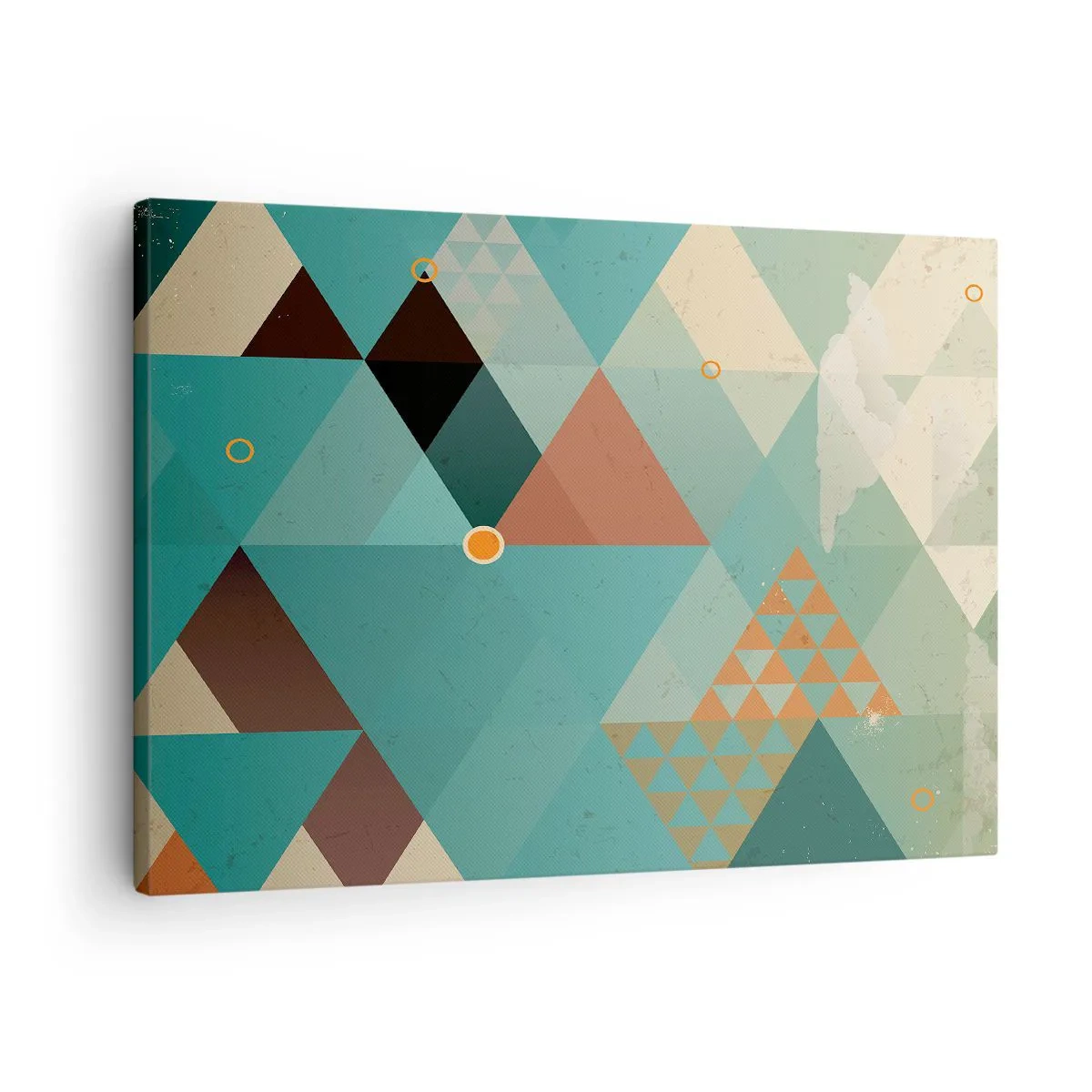 Quadro su tela - Stampe su Tela - Motivi geometrici nei toni del turchese e del marrone - 70x50cm - Unità della molteplicità, molteplicità dell'unità - Decorazione murale moderna per soggiorno e camera da letto ARTTOR