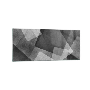 Quadro su vetro - Astrazione in bianco e nero con forme geometriche - 120x50cm - Simbolo eterno di ordine e durata - Decorazione murale moderna per soggiorno e camera da letto ARTTOR