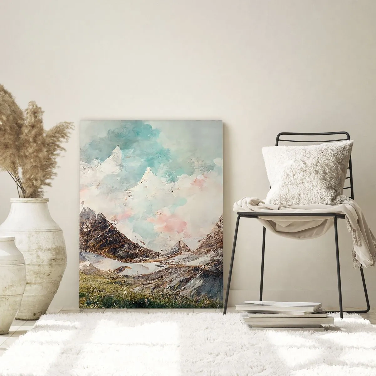 Quadro su vetro - Pittoresche cime montuose con cieli pastello - 50x70cm - Lame di roccia - Decorazione murale moderna per soggiorno e camera da letto ARTTOR